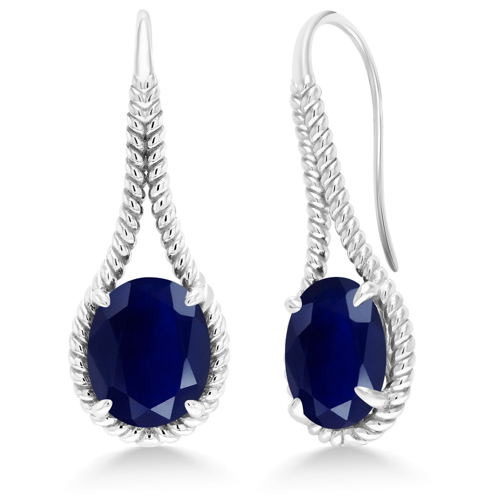 Blue Sapphire - September_Earrings in 925 Sterling Silver