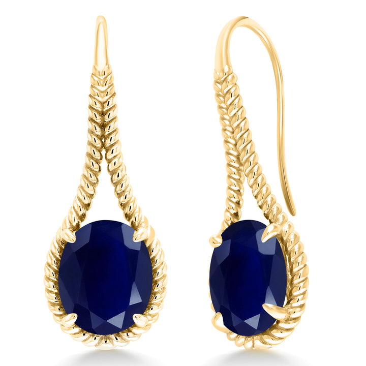 Blue Sapphire - September_Earrings in 925 Yellow Gold Plated Silver