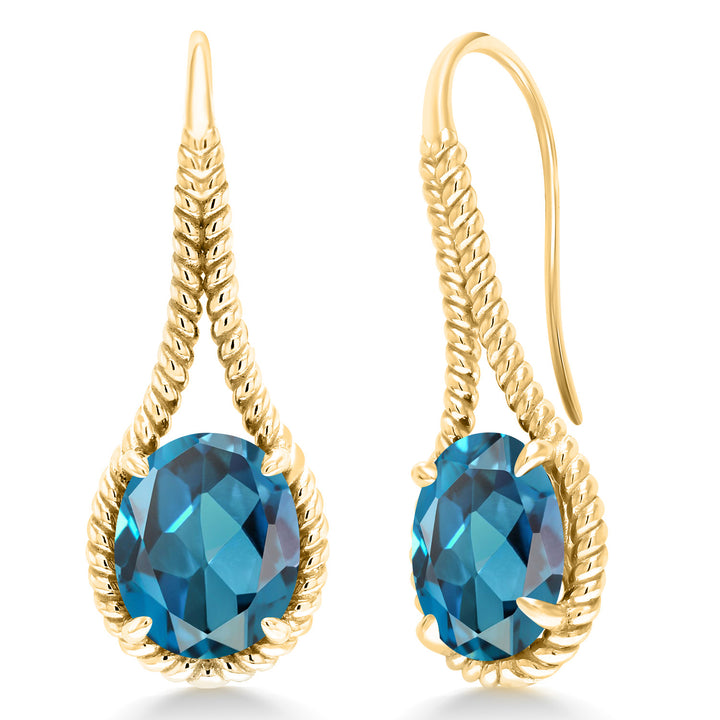 London Blue Topaz - November_Earrings in 925 Yellow Gold Plated Silver