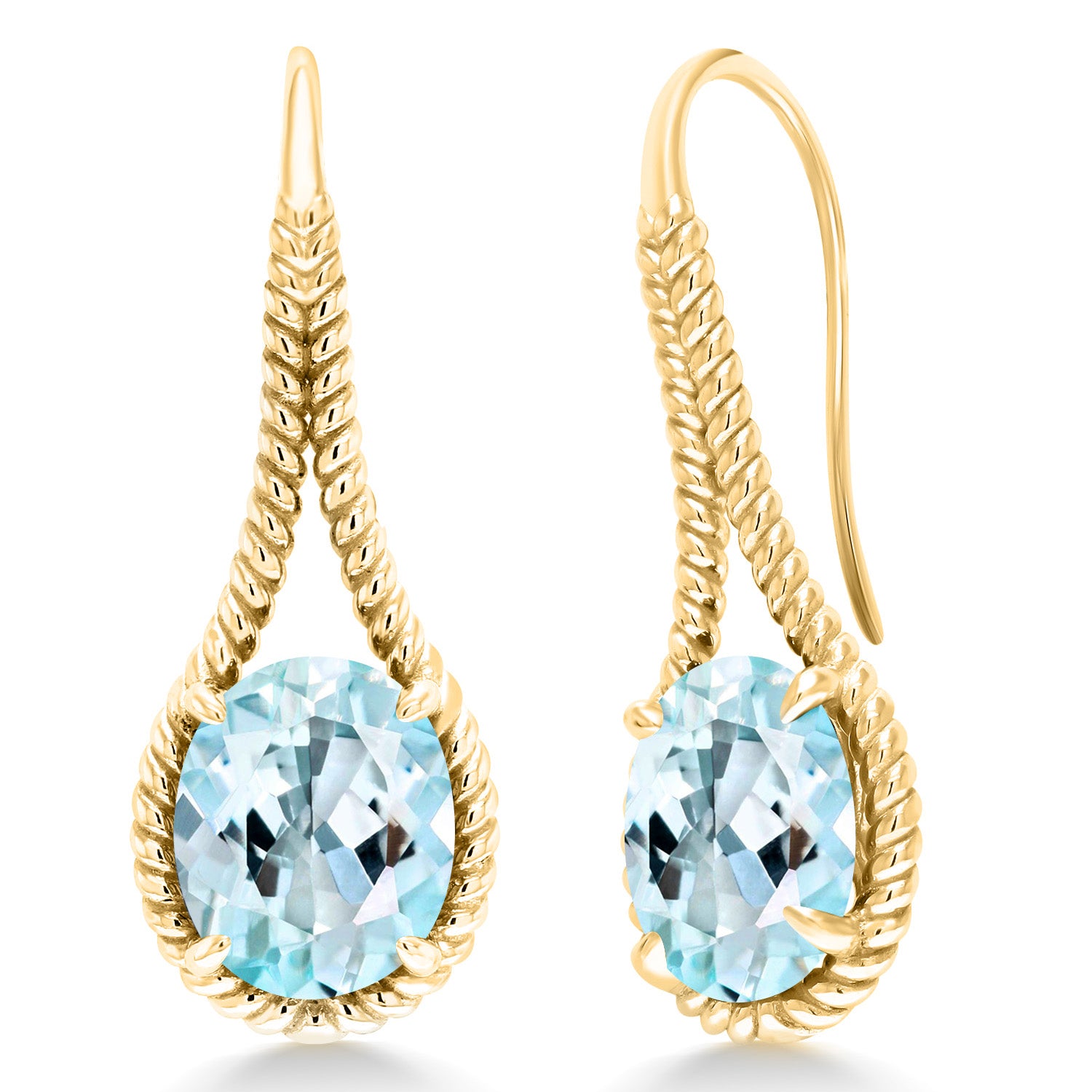 Sky Blue Topaz - November_Earrings in 925 Yellow Gold Plated Silver