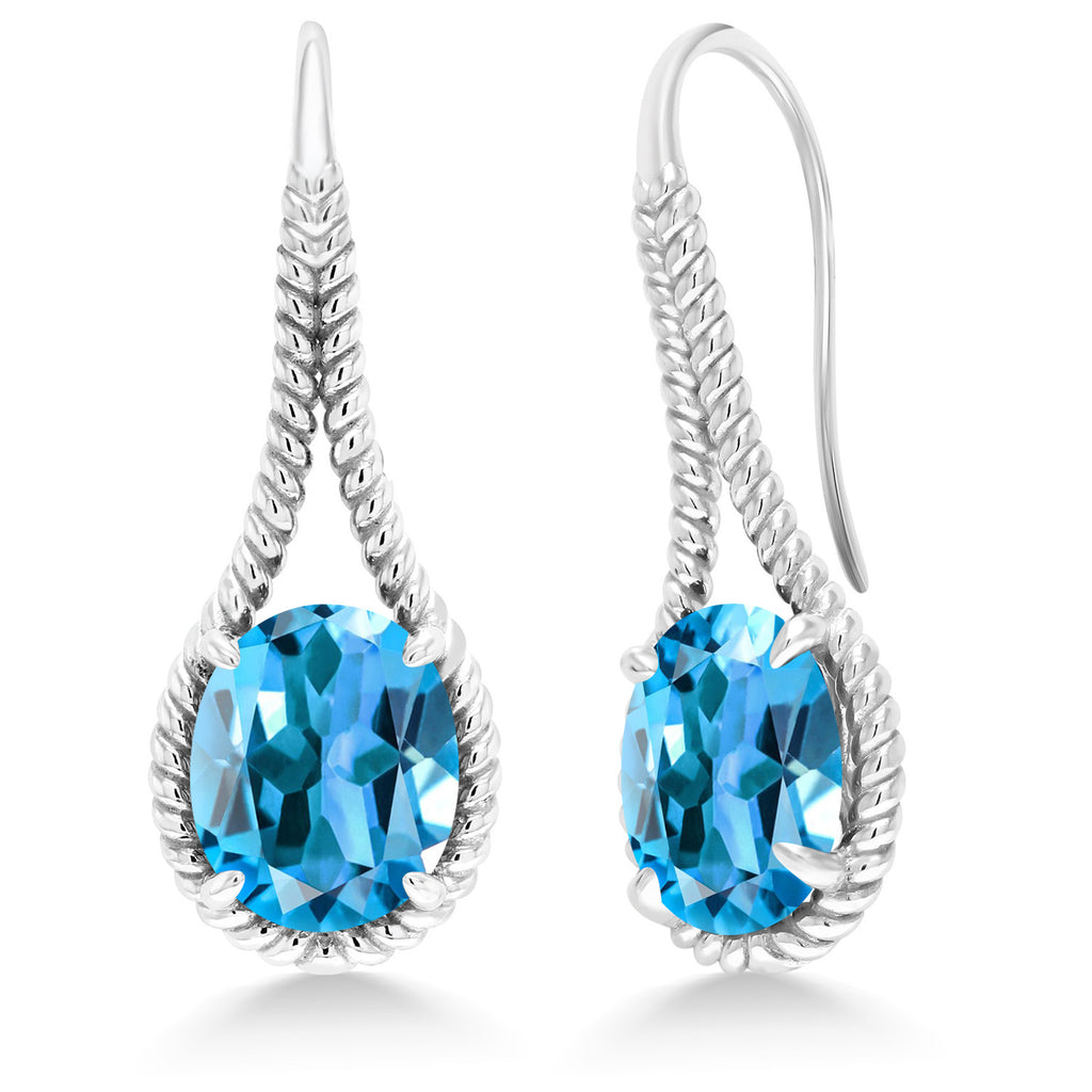 Swiss Blue Topaz - November_Earrings in 925 Sterling Silver