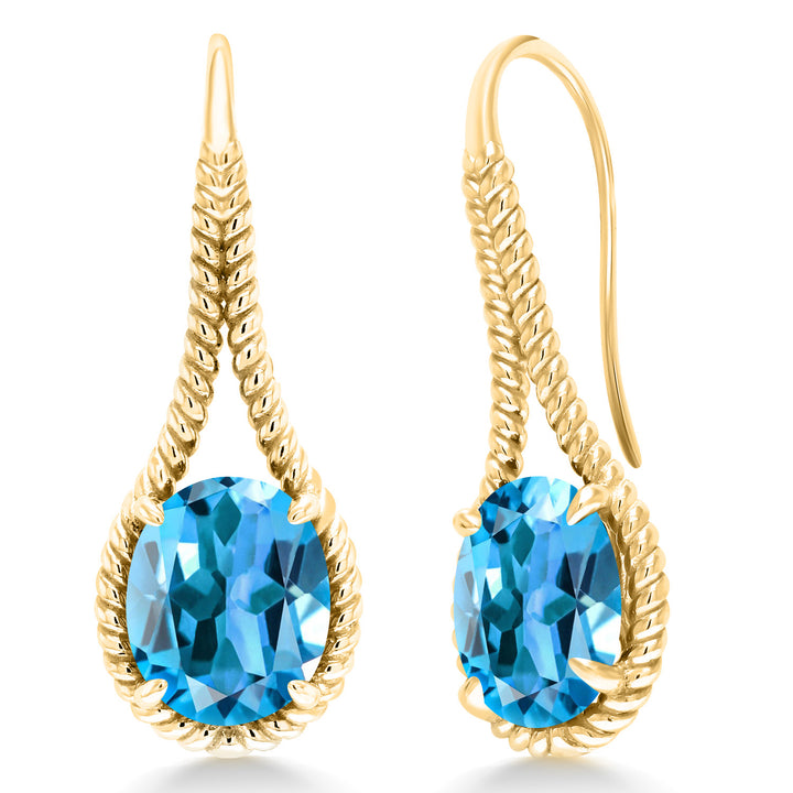 Swiss Blue Topaz - November_Earrings in 925 Yellow Gold Plated Silver