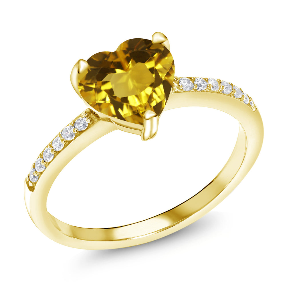 Citrine - November_7_Ring in 925 Yellow Gold Plated Silver