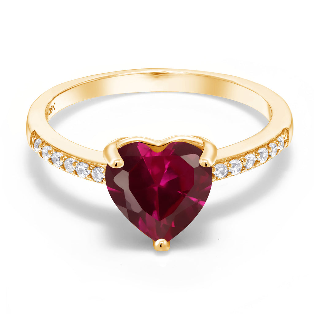 Created Ruby - July_Ring in 925 Yellow Gold Plated Silver