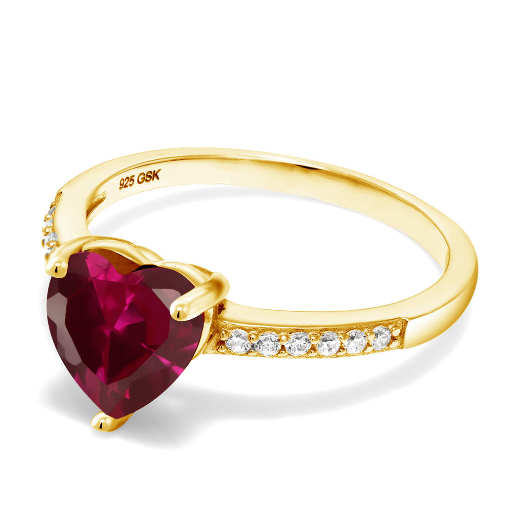 Created Ruby - July_Ring in 925 Yellow Gold Plated Silver