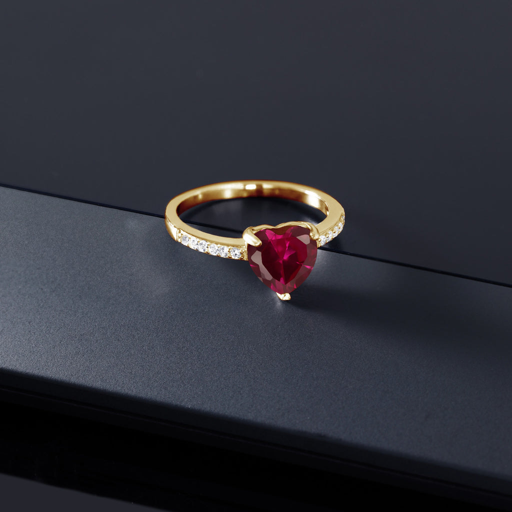 Created Ruby - July_Ring in 925 Yellow Gold Plated Silver