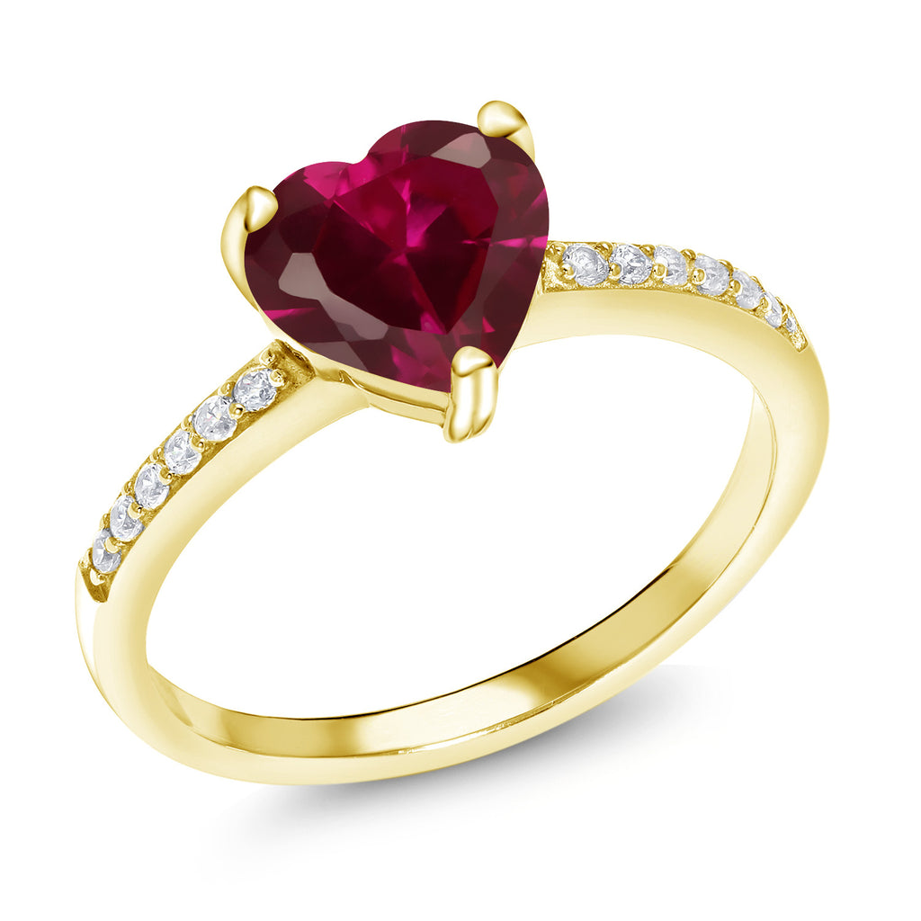 Created Ruby - July_9_Ring in 925 Yellow Gold Plated Silver