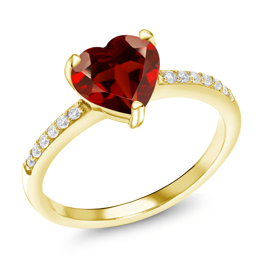 Garnet - January_6_Ring in 925 Yellow Gold Plated Silver