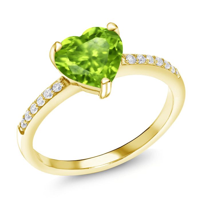 Peridot - August_5_Ring in 925 Yellow Gold Plated Silver