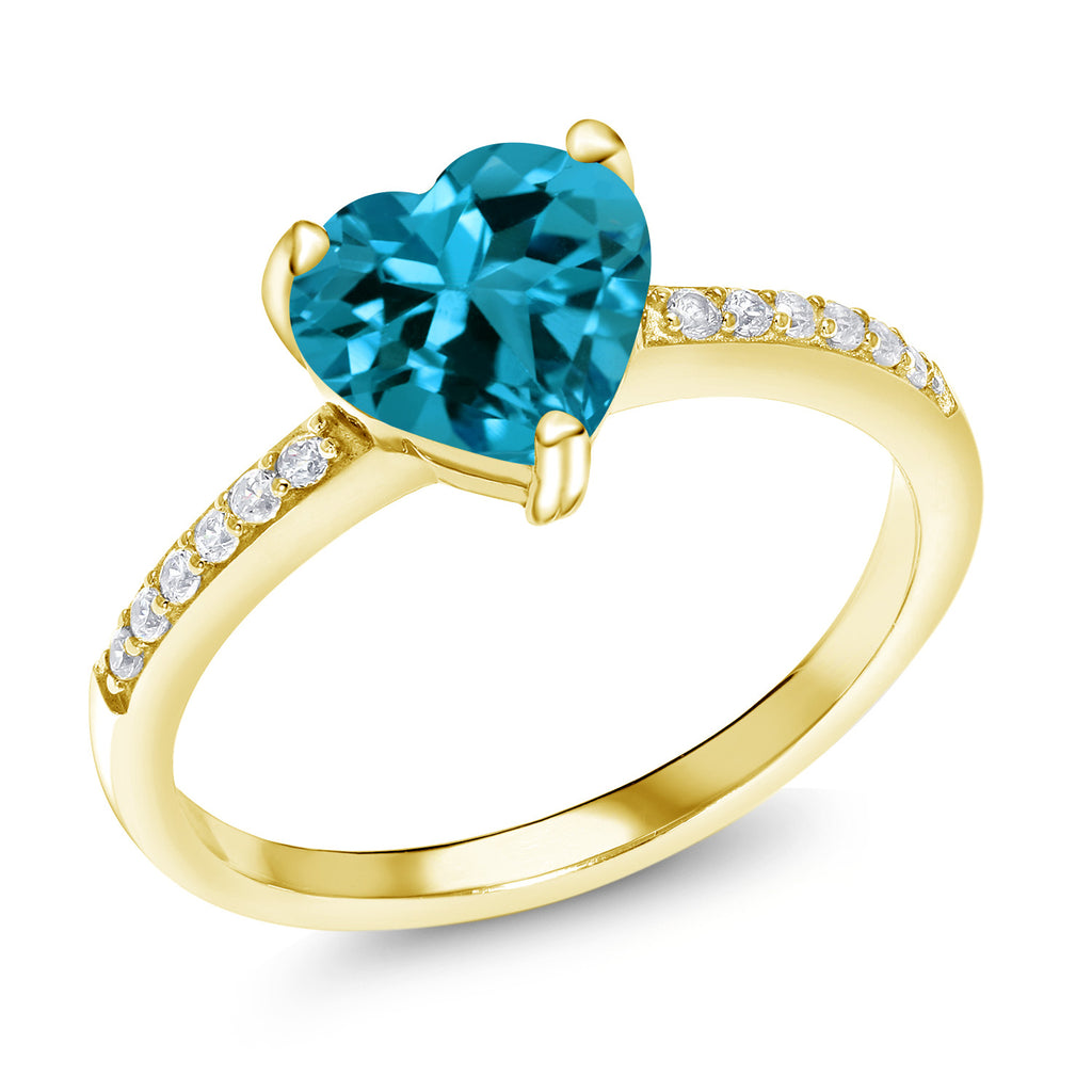 London Blue Topaz - November_7_Ring in 925 Yellow Gold Plated Silver