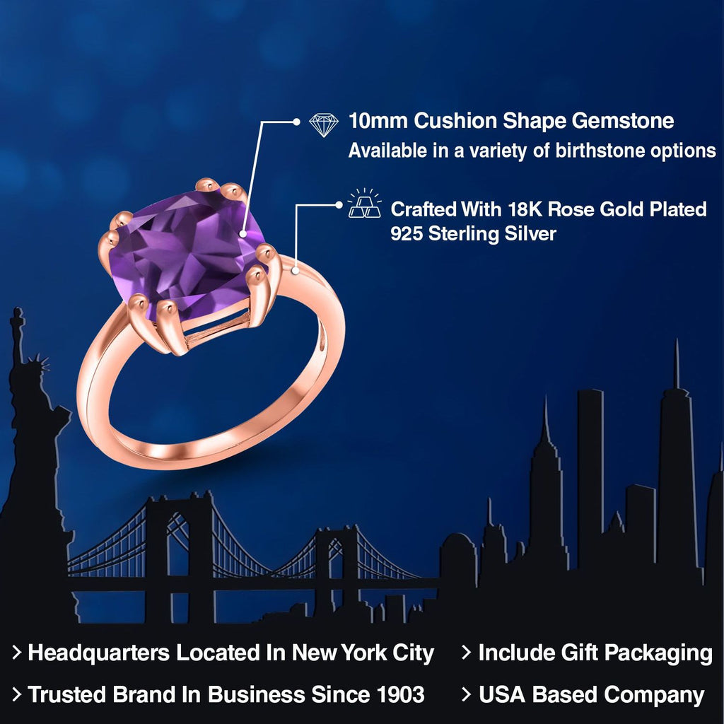 Amethyst_5_Ring in 925 Rose Gold Plated Silver