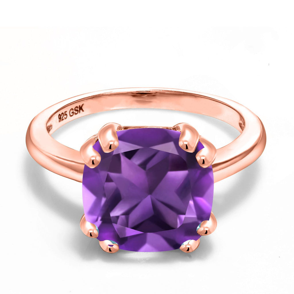 Amethyst_5_Ring in 925 Rose Gold Plated Silver