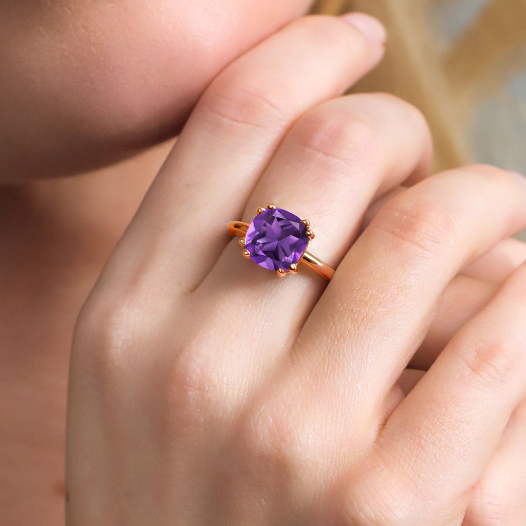 Amethyst_5_Ring in 925 Rose Gold Plated Silver