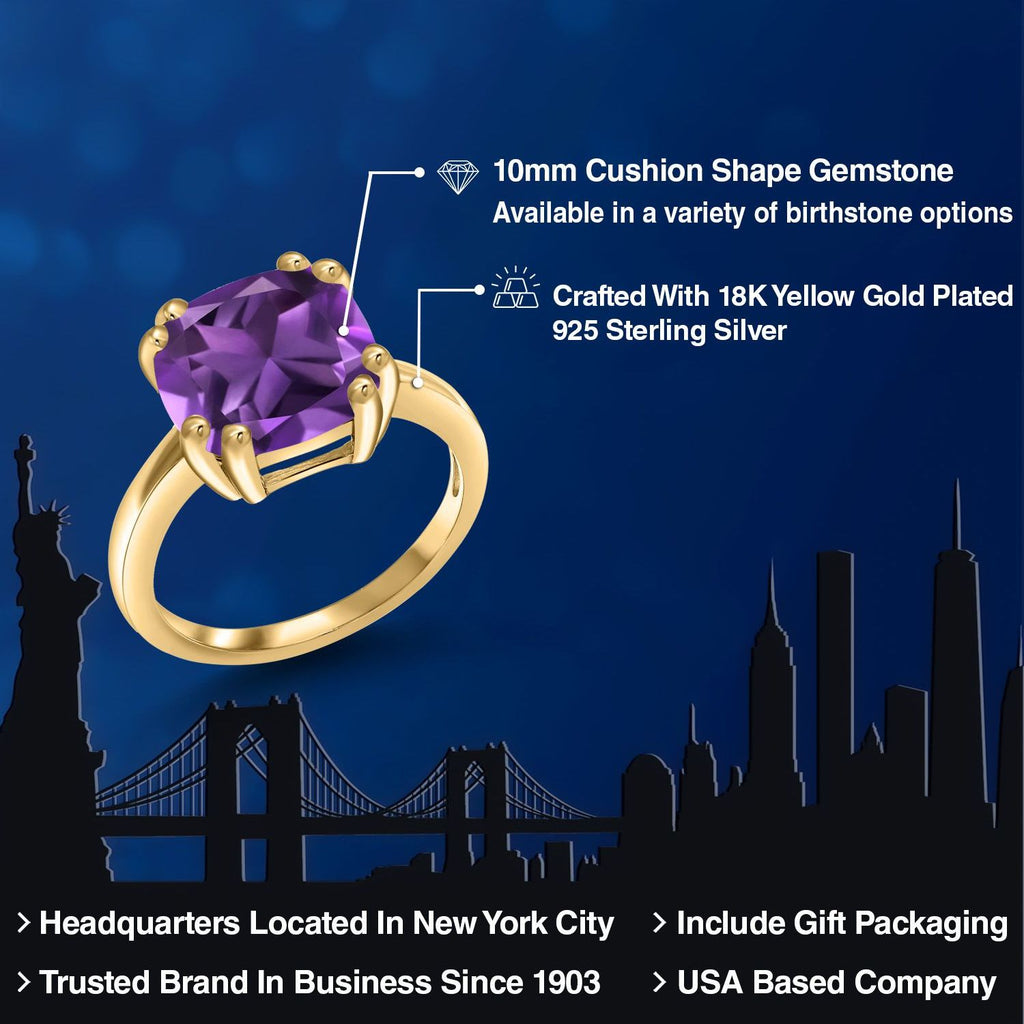 Amethyst_7_Ring in 925 Yellow Gold Plated Silver