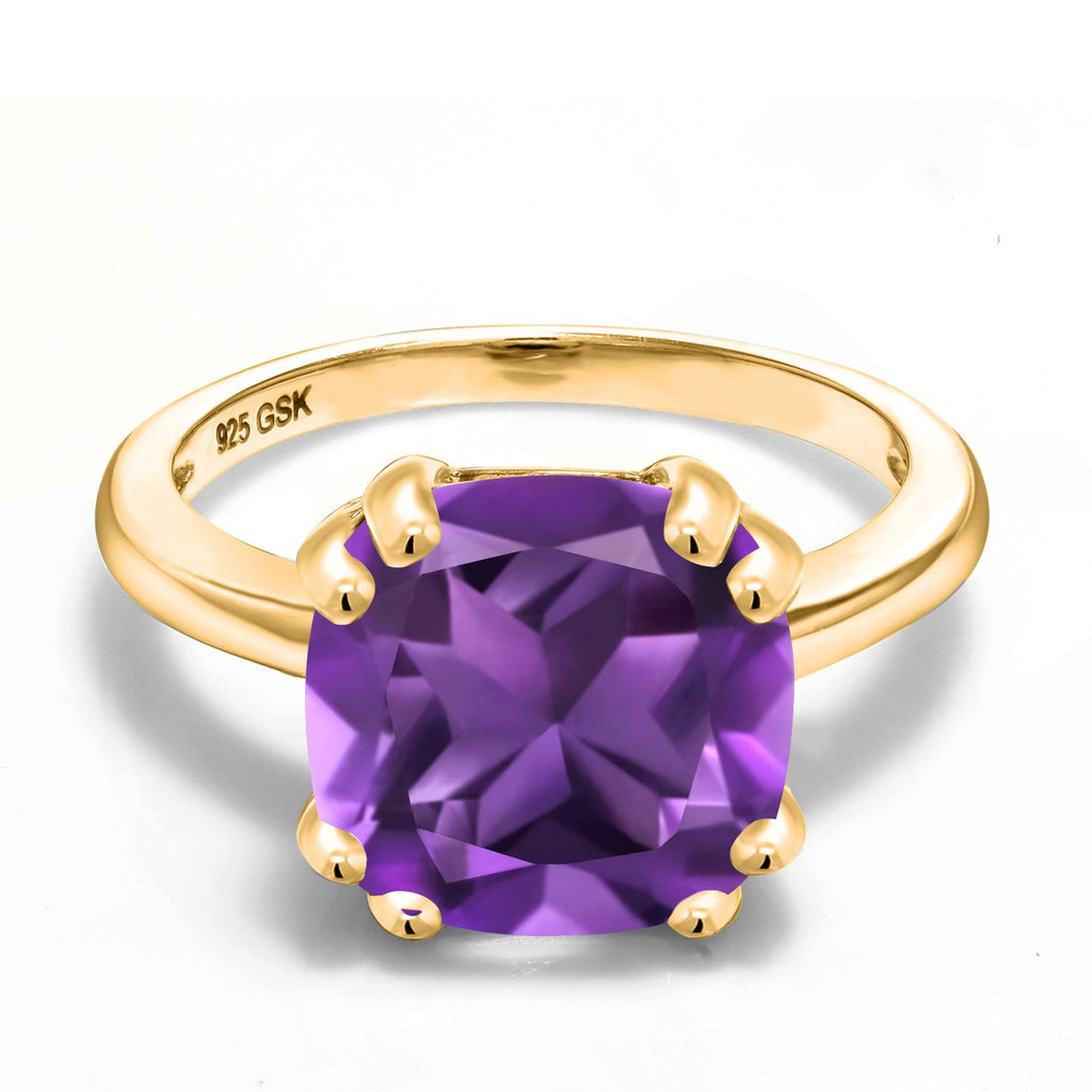 Amethyst_7_Ring in 925 Yellow Gold Plated Silver