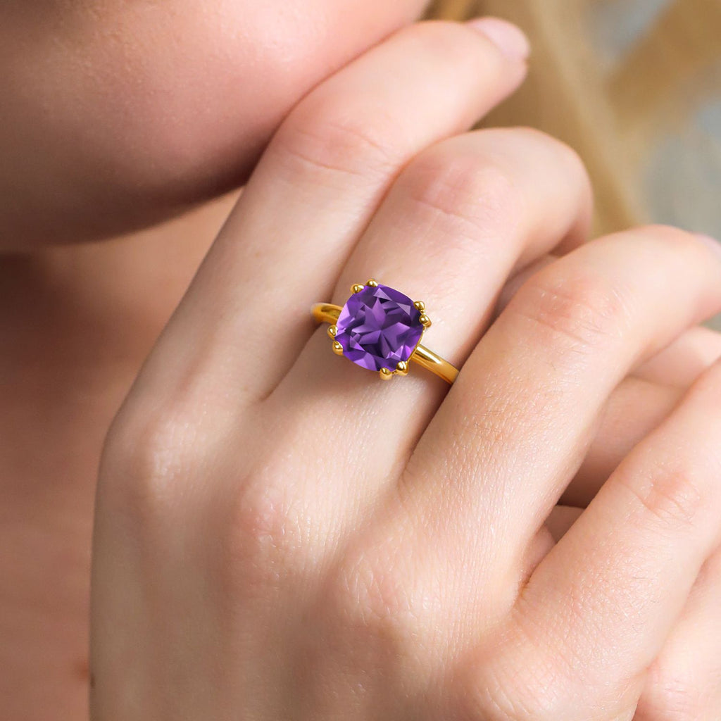 Amethyst_7_Ring in 925 Yellow Gold Plated Silver