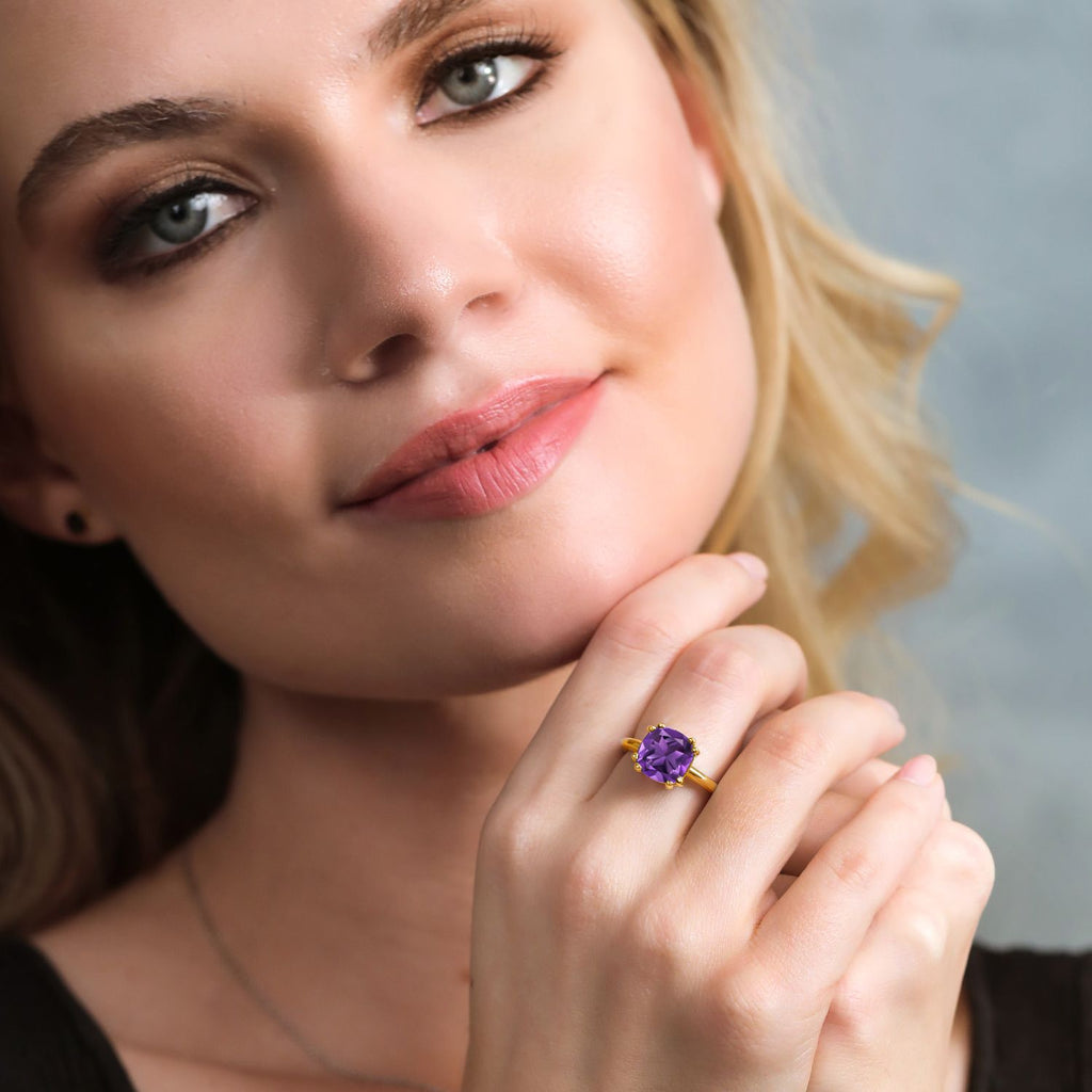 Amethyst_7_Ring in 925 Yellow Gold Plated Silver