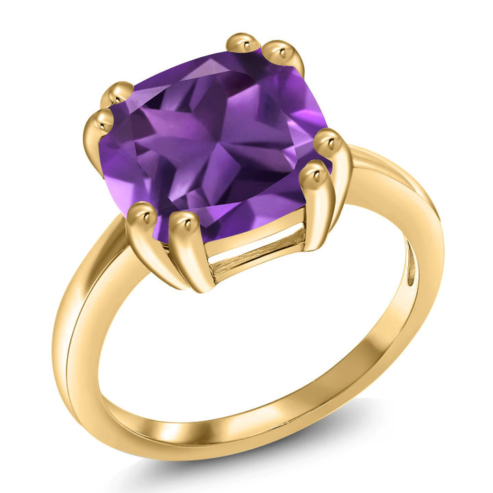 Amethyst_7_Ring in 925 Yellow Gold Plated Silver
