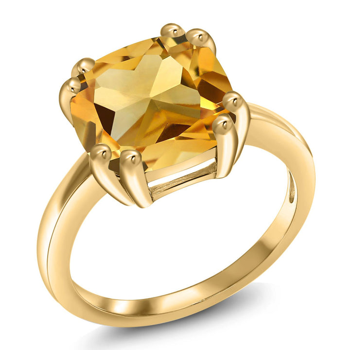 Citrine - November_5_Ring in 925 Yellow Gold Plated Silver