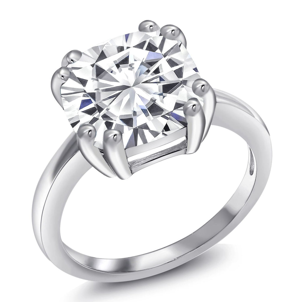 White Moissanite_5_Ring in 925 Sterling Silver