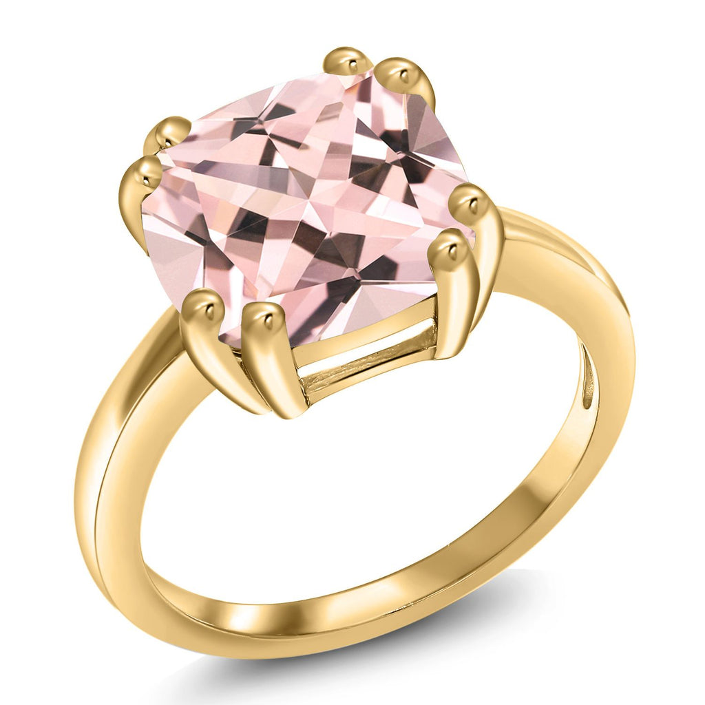Nano Morganite - October_6_Ring in 925 Yellow Gold Plated Silver