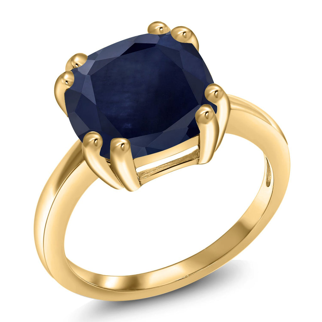 Blue Sapphire - September_9_Ring in 925 Yellow Gold Plated Silver
