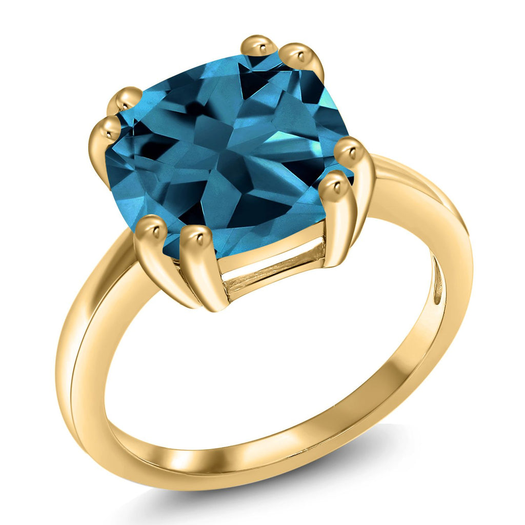 London Blue Topaz_7_Ring in 925 Yellow Gold Plated Silver