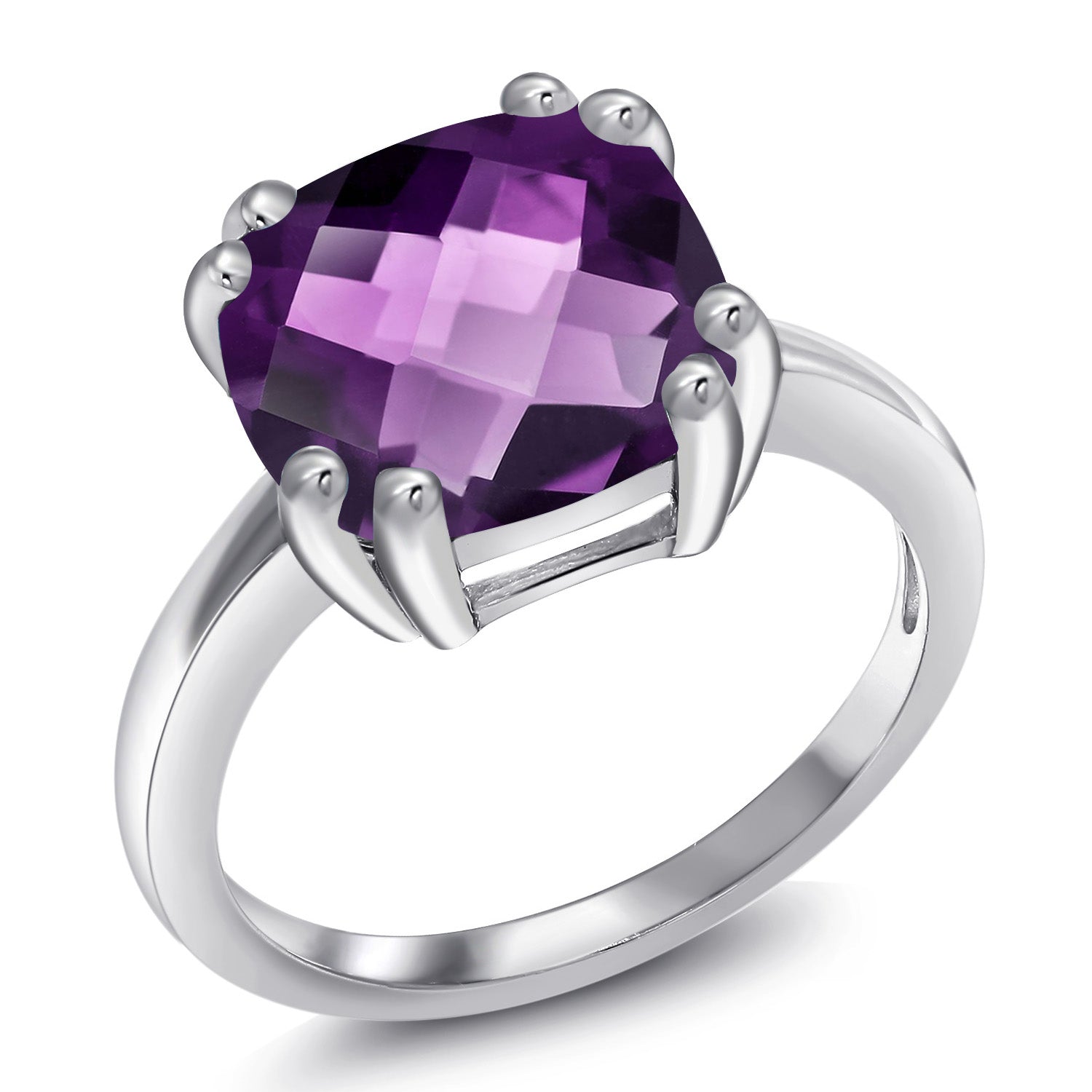 Amethyst-Checkerboard - February_6_Ring in 925 Sterling Silver