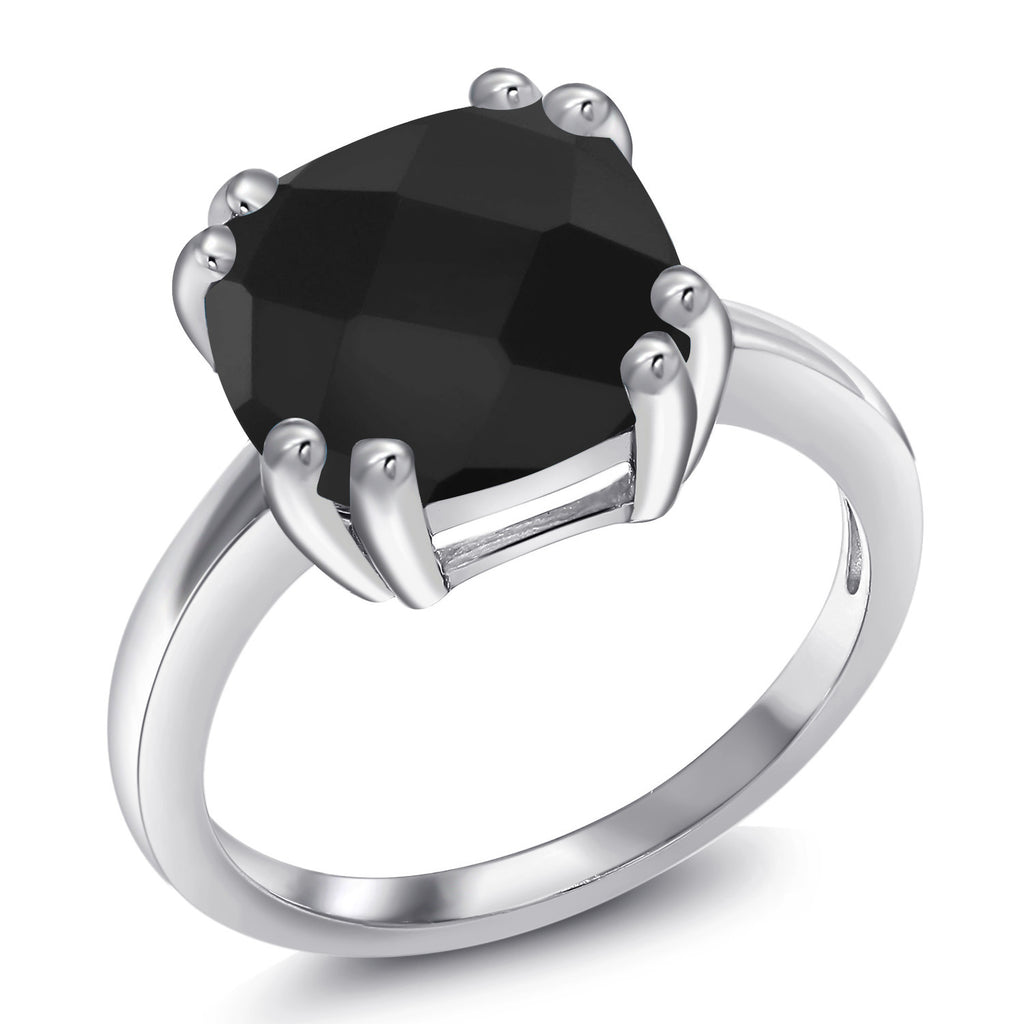 Onyx Checkerboard_8_Ring in 925 Sterling Silver