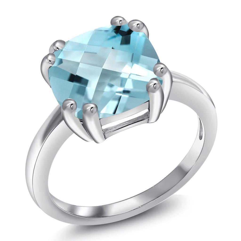 Sky Blue Topaz Checkerboard_6_Ring in 925 Sterling Silver