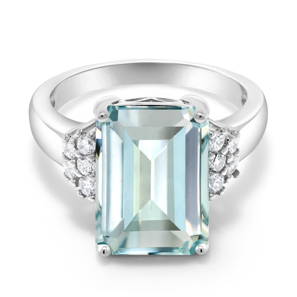 Created Aquamarine - March_7_Ring in 925 Sterling Silver