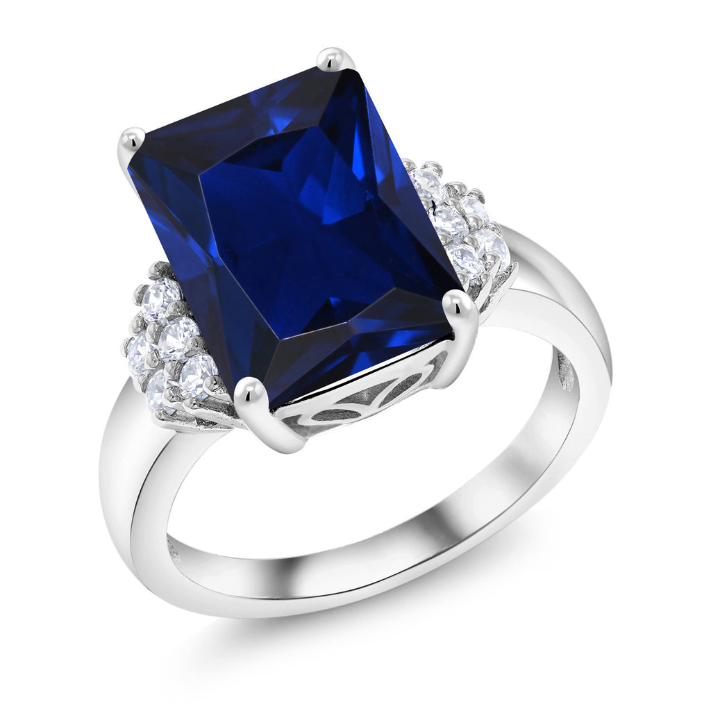 Blue Created Sapphire - September_9_Ring in 925 Sterling Silver