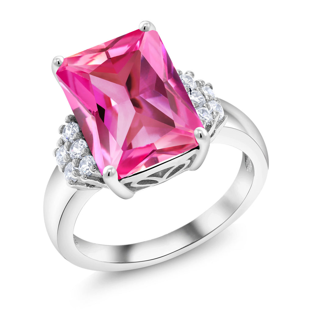 Pink Created Sapphire - September_5_Ring in 925 Sterling Silver