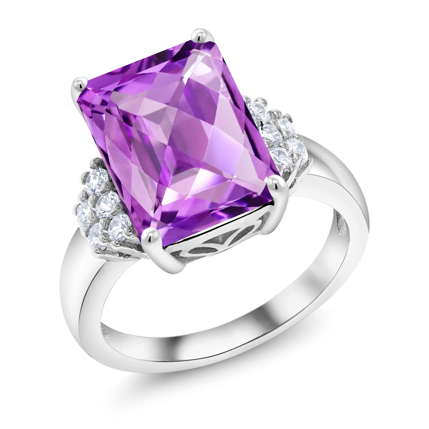 Checkerboard Amethyst - February_6_Ring in 925 Sterling Silver