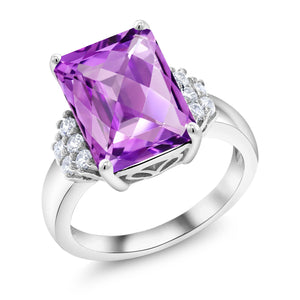 Checkerboard Amethyst - February_5_Ring in 925 Sterling Silver