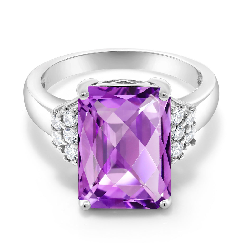 Checkerboard Amethyst - February_5_Ring in 925 Sterling Silver