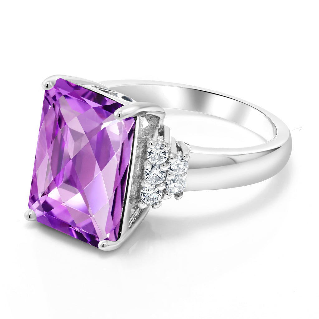 Checkerboard Amethyst - February_5_Ring in 925 Sterling Silver