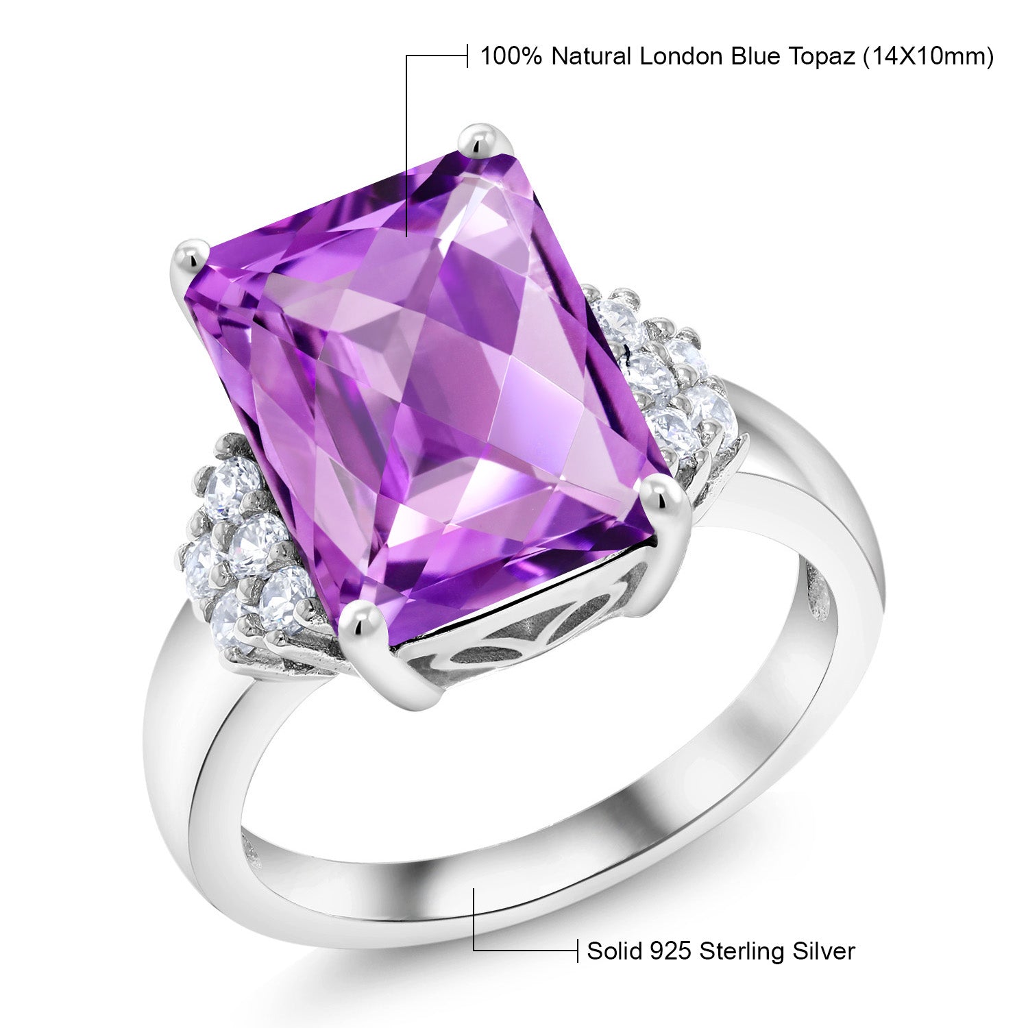 Checkerboard Amethyst - February_5_Ring in 925 Sterling Silver