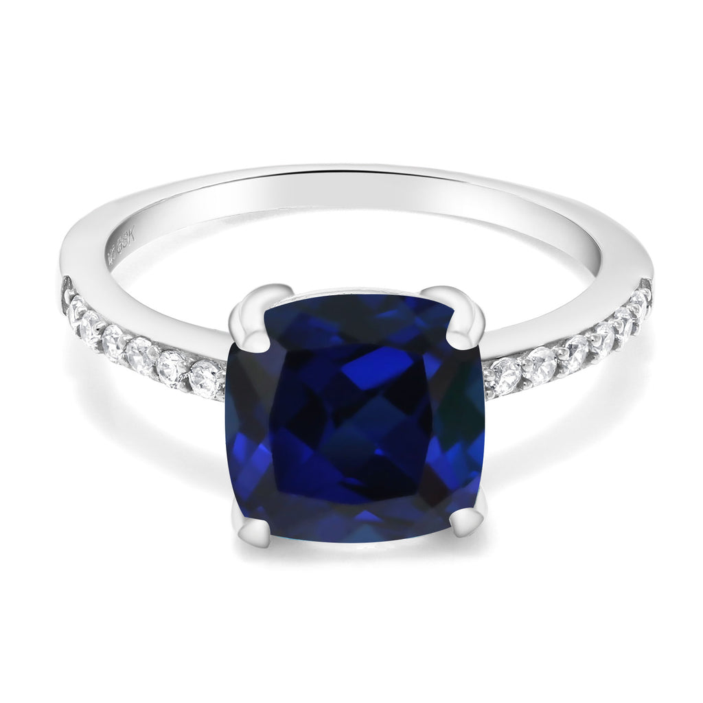 Blue Created Sapphire - September_8_Ring in 925 Sterling Silver