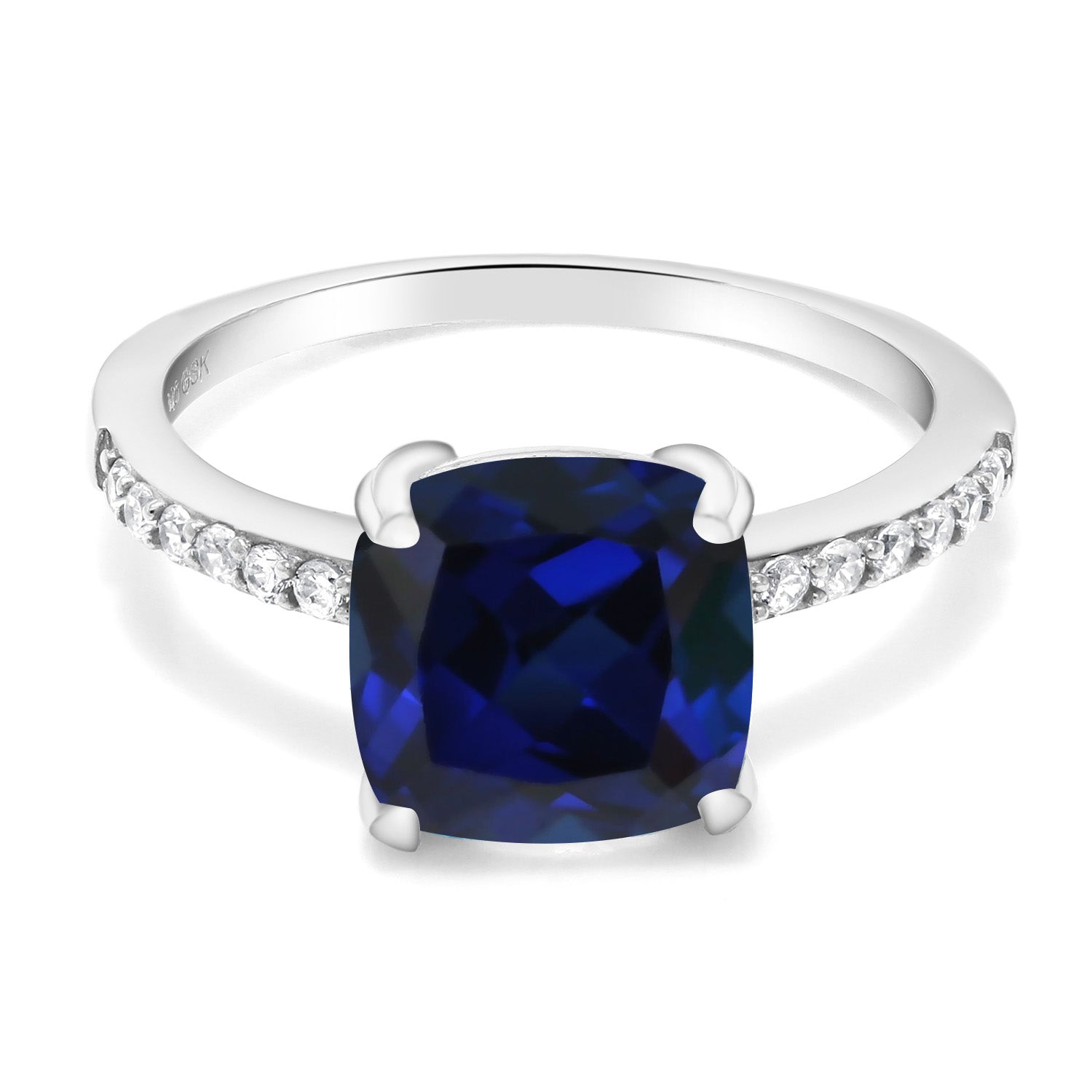 Blue Created Sapphire - September_7_Ring in 925 Sterling Silver