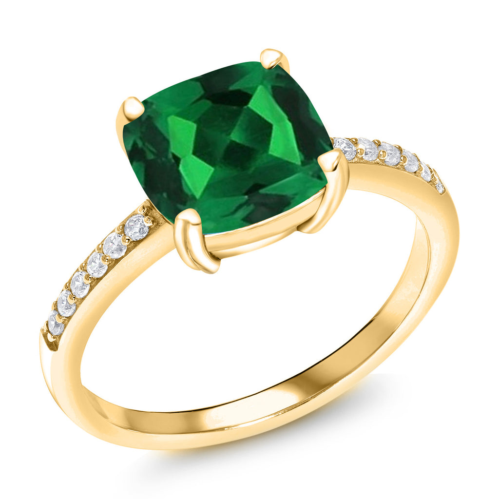 Nano Emerald - May_6_Ring in 925 Yellow Gold Plated Silver