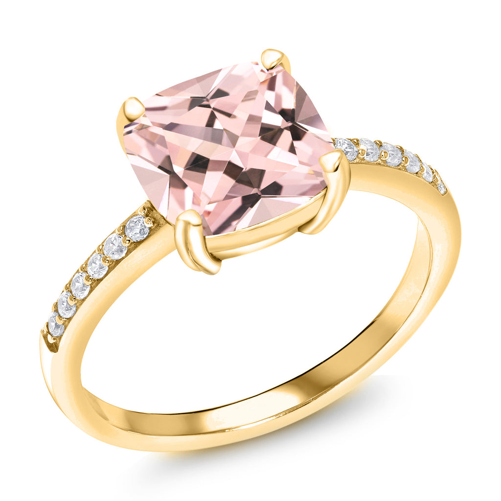 Nano Morganite - October_9_Ring in 925 Yellow Gold Plated Silver