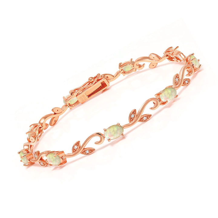 Ethiopian Opal-Cabochon - October_Bracelet in 925 Rose Gold Plated Silver