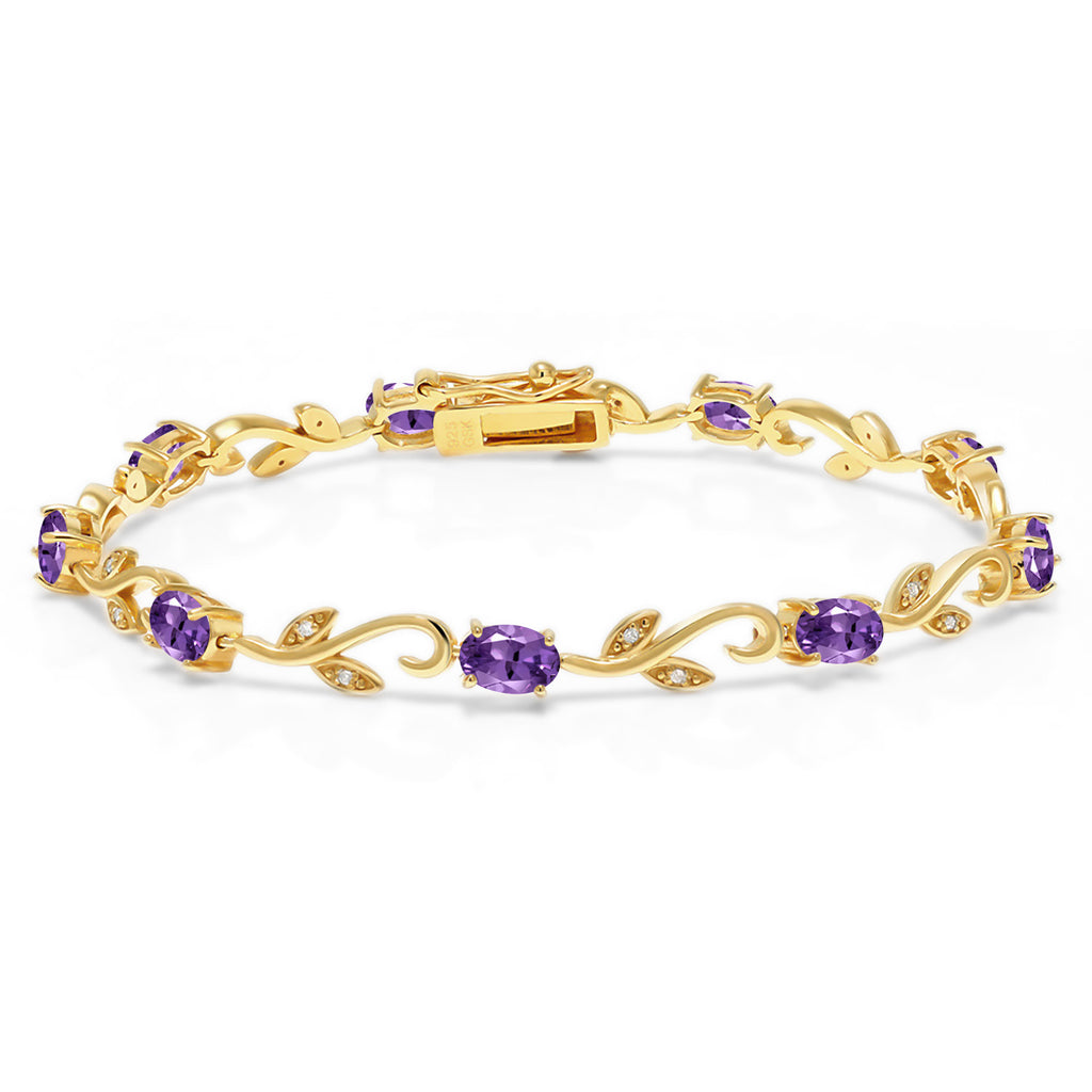 Amethyst - February_Bracelet in 925 Yellow Gold Plated Silver