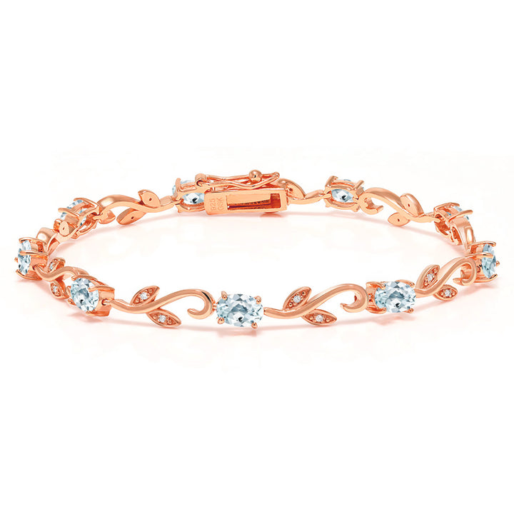 Aquamarine - March_Bracelet in 925 Rose Gold Plated Silver
