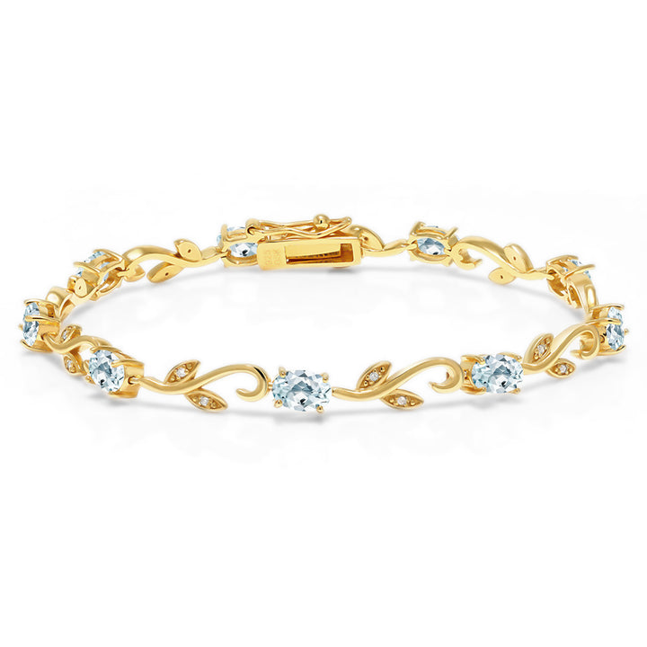 Aquamarine - March_Bracelet in 925 Yellow Gold Plated Silver