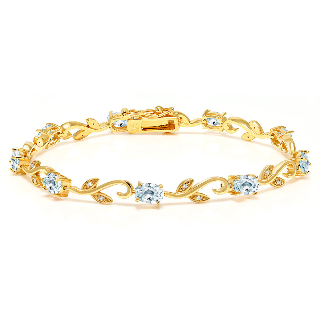 Aquamarine - March_Bracelet in 925 Yellow Gold Plated Silver