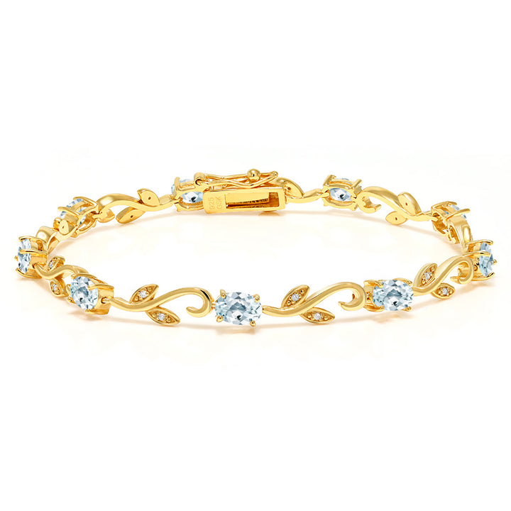 Aquamarine - March_Bracelet in 925 Yellow Gold Plated Silver