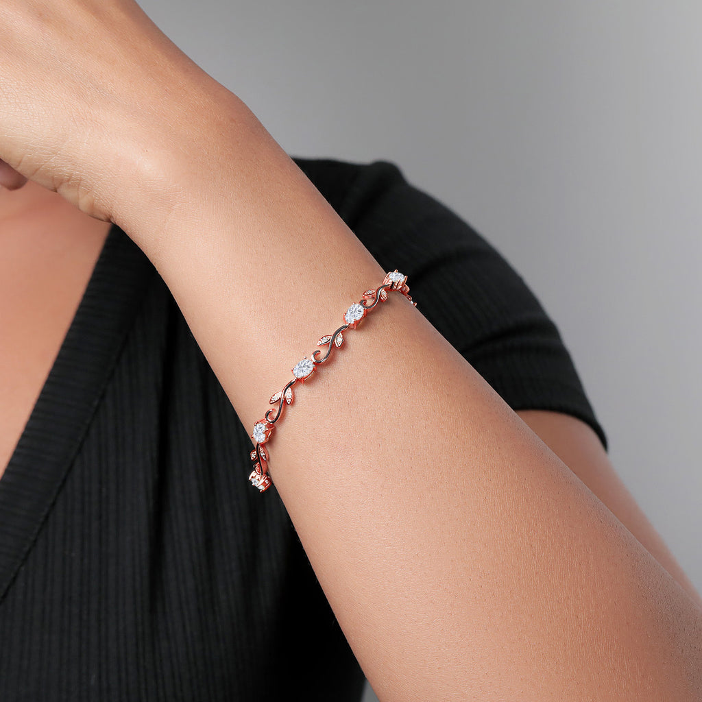 Moissanite_Bracelet in 925 Rose Gold Plated Silver