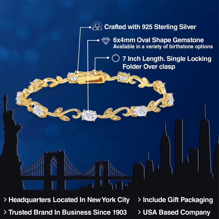 Moissanite_Bracelet in 925 Yellow Gold Plated Silver